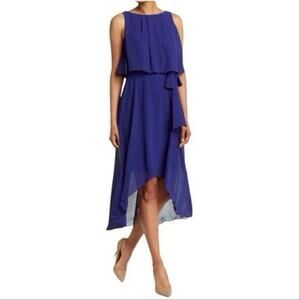 Eliza J Royal Blue Tulip Hem Popover Belted High Low Dress 8 NWOT
